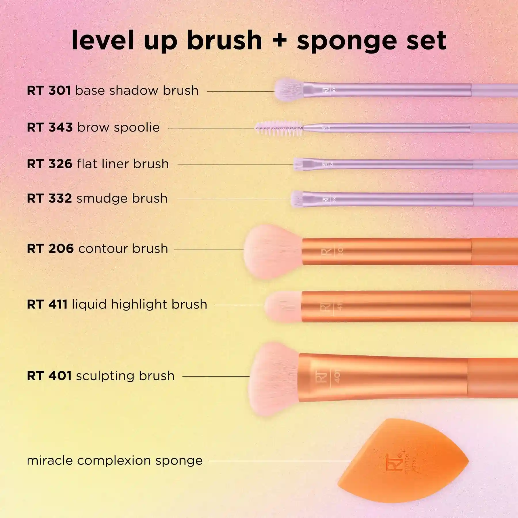 ست براش 8تكه ریل تکنیک مدل level up + پد - Image 2