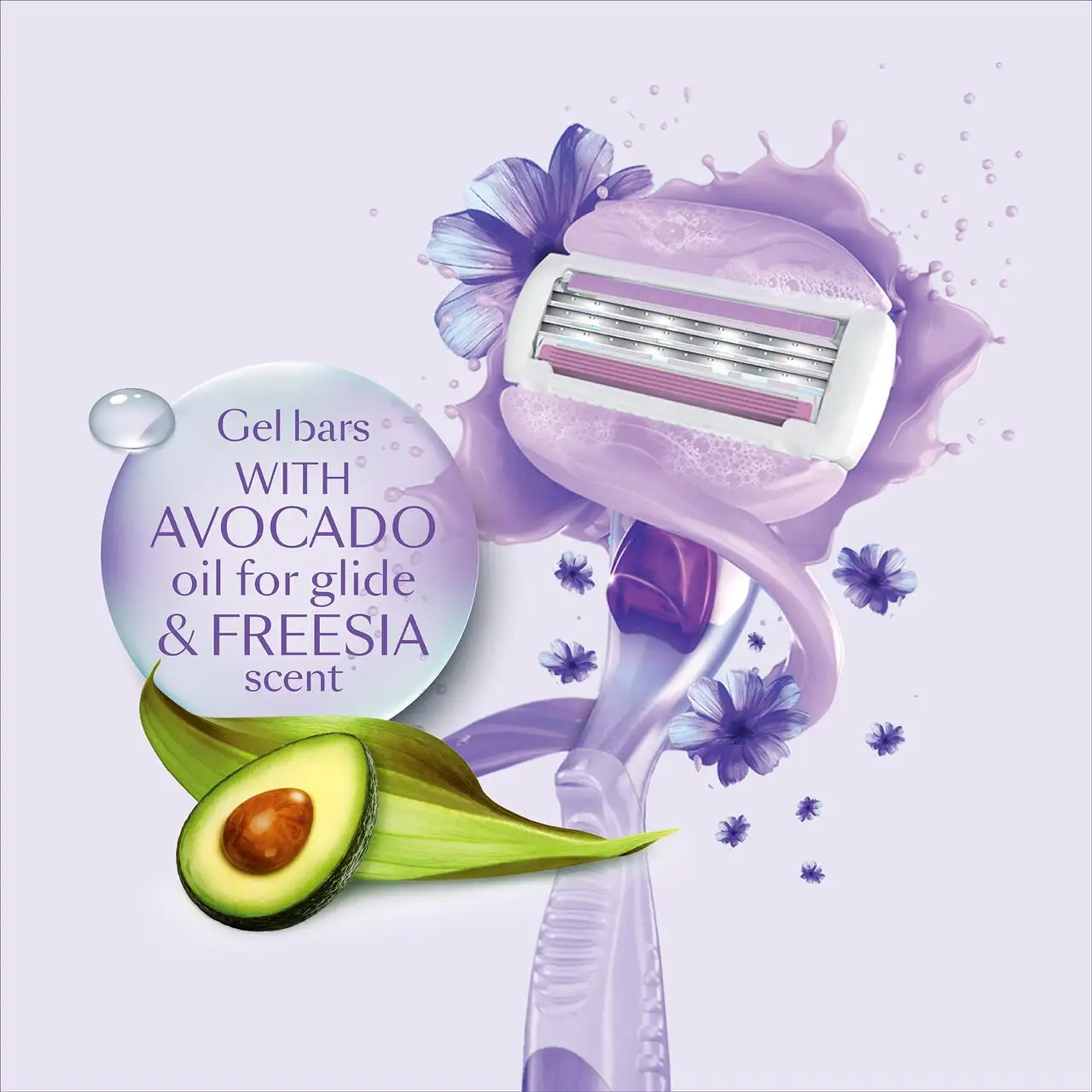 تیغ اصلاح زنانه 3 لبه ونوس مدل Breeze حاوی روغن آووکادو - Image 2